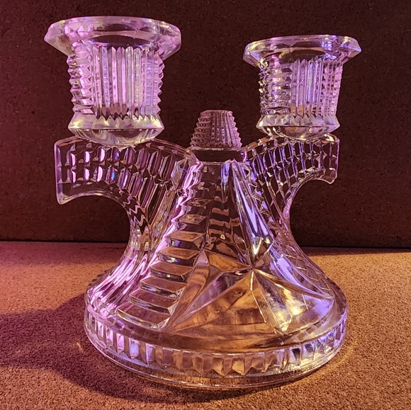 Vintage Federal Glass Double Arm Candleholder - Picture 2 of 5